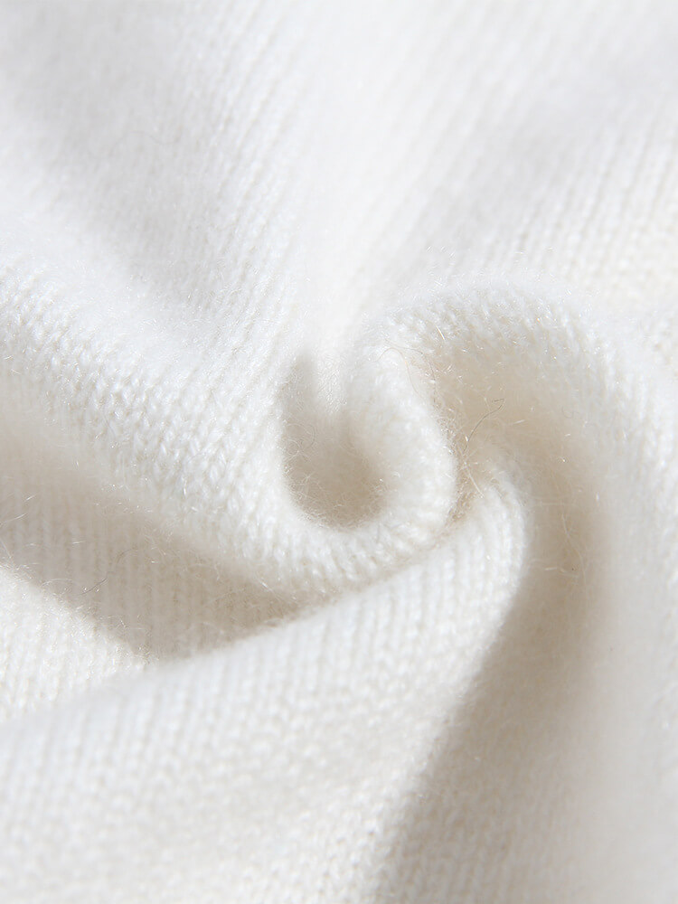 Kids Soft White and Grey Nordic Cable Pattern Cashmere Sweater